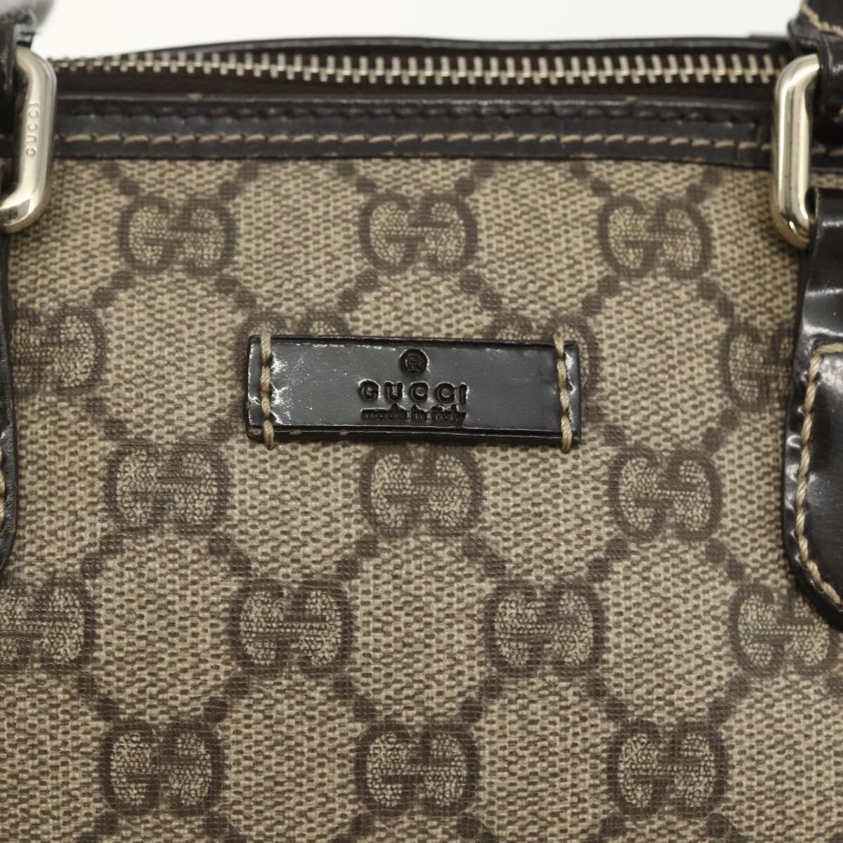 GUCCI GG Supreme Hand Bag PVC Beige Gold 190259 Auth 155475