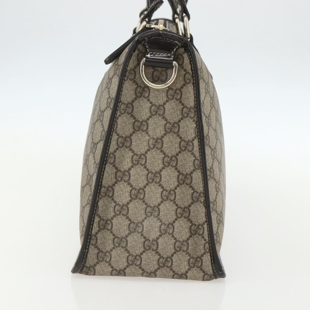 GUCCI GG Supreme Hand Bag PVC Beige Gold 190259 Auth 155475