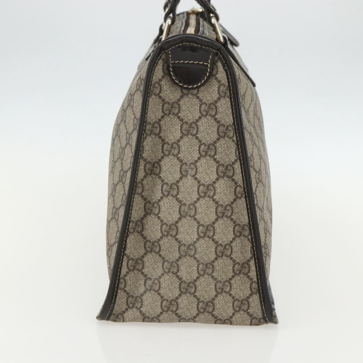 GUCCI GG Supreme Hand Bag PVC Beige Gold 190259 Auth 155475