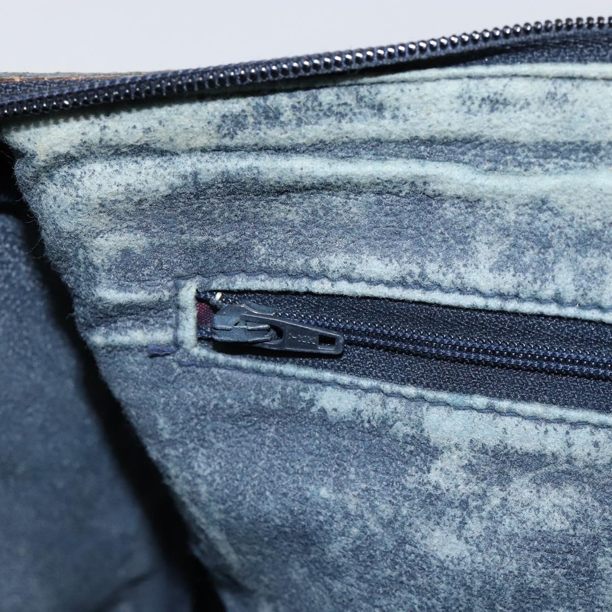 GUCCI GG Supreme Sherry Line Hand Bag PVC Navy Gold 20 001 302 Auth 155476