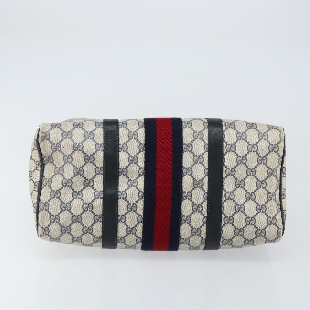 GUCCI GG Supreme Sherry Line Hand Bag PVC Navy Gold 20 001 302 Auth 155476