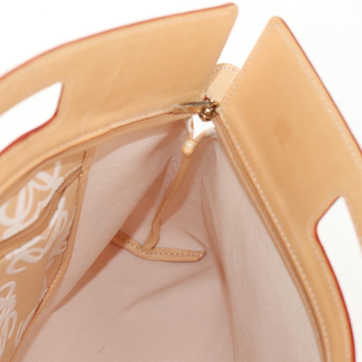 LOEWE Anagram Hand Bag Canvas Beige Gold Auth 155478V