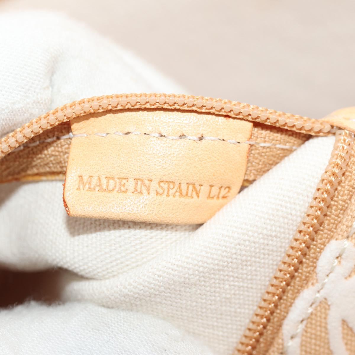 LOEWE Anagram Hand Bag Canvas Beige Gold Auth 155478V