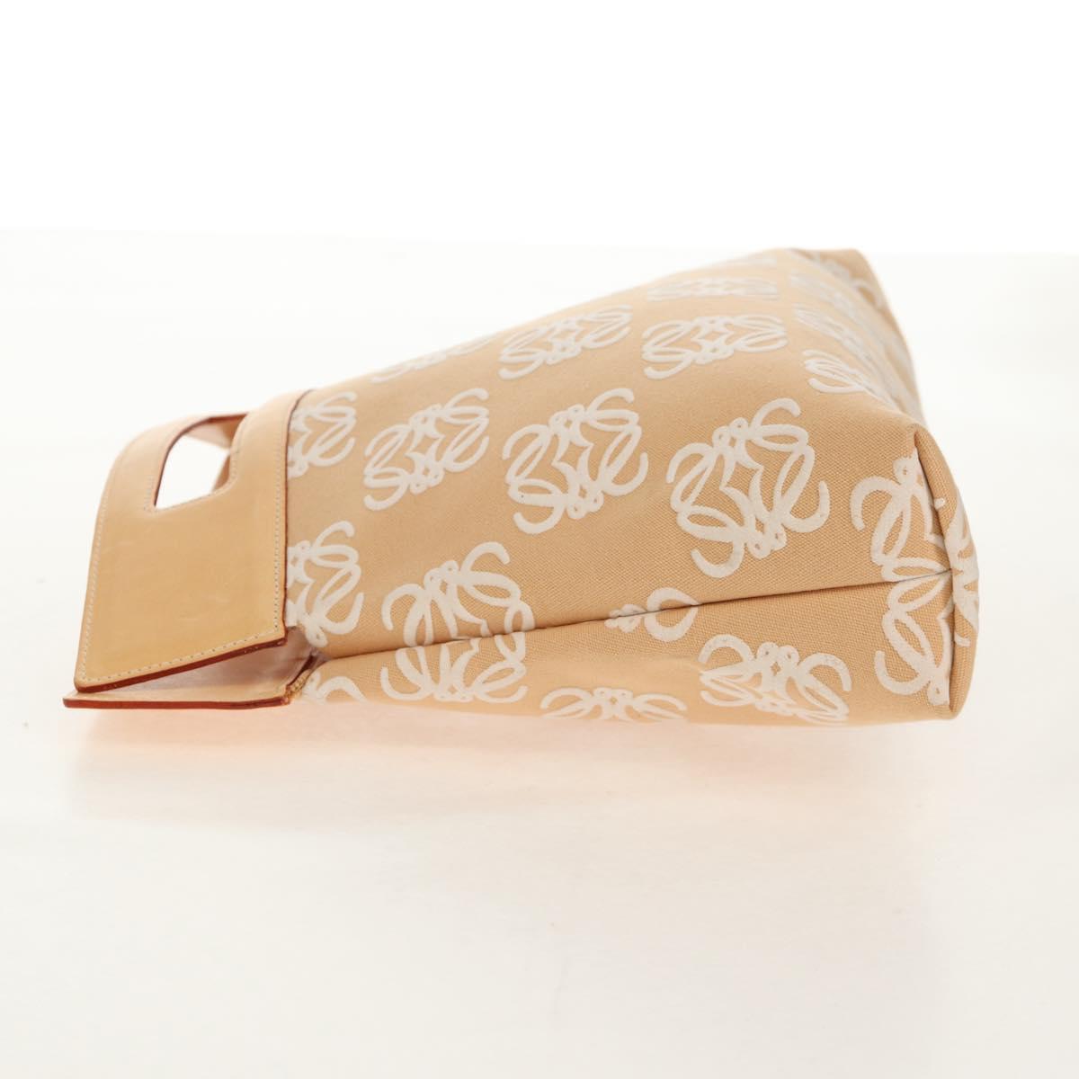 LOEWE Anagram Hand Bag Canvas Beige Gold Auth 155478V