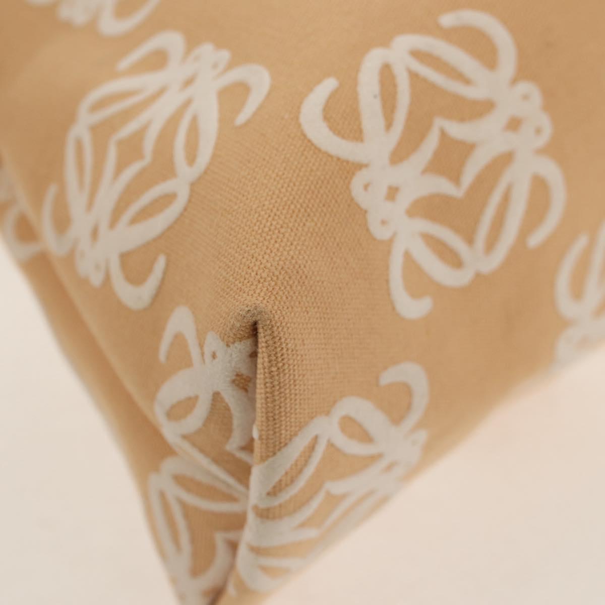 LOEWE Anagram Hand Bag Canvas Beige Gold Auth 155478V