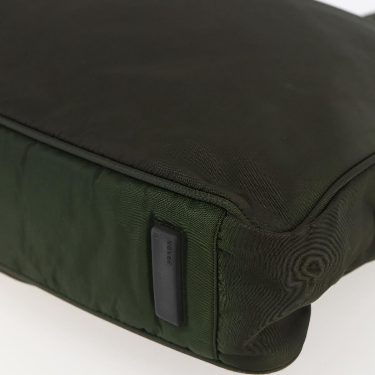 PRADA Tote Bag Nylon Green Silver Auth 155497