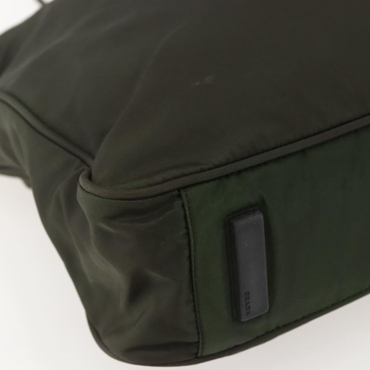 PRADA Tote Bag Nylon Green Silver Auth 155497