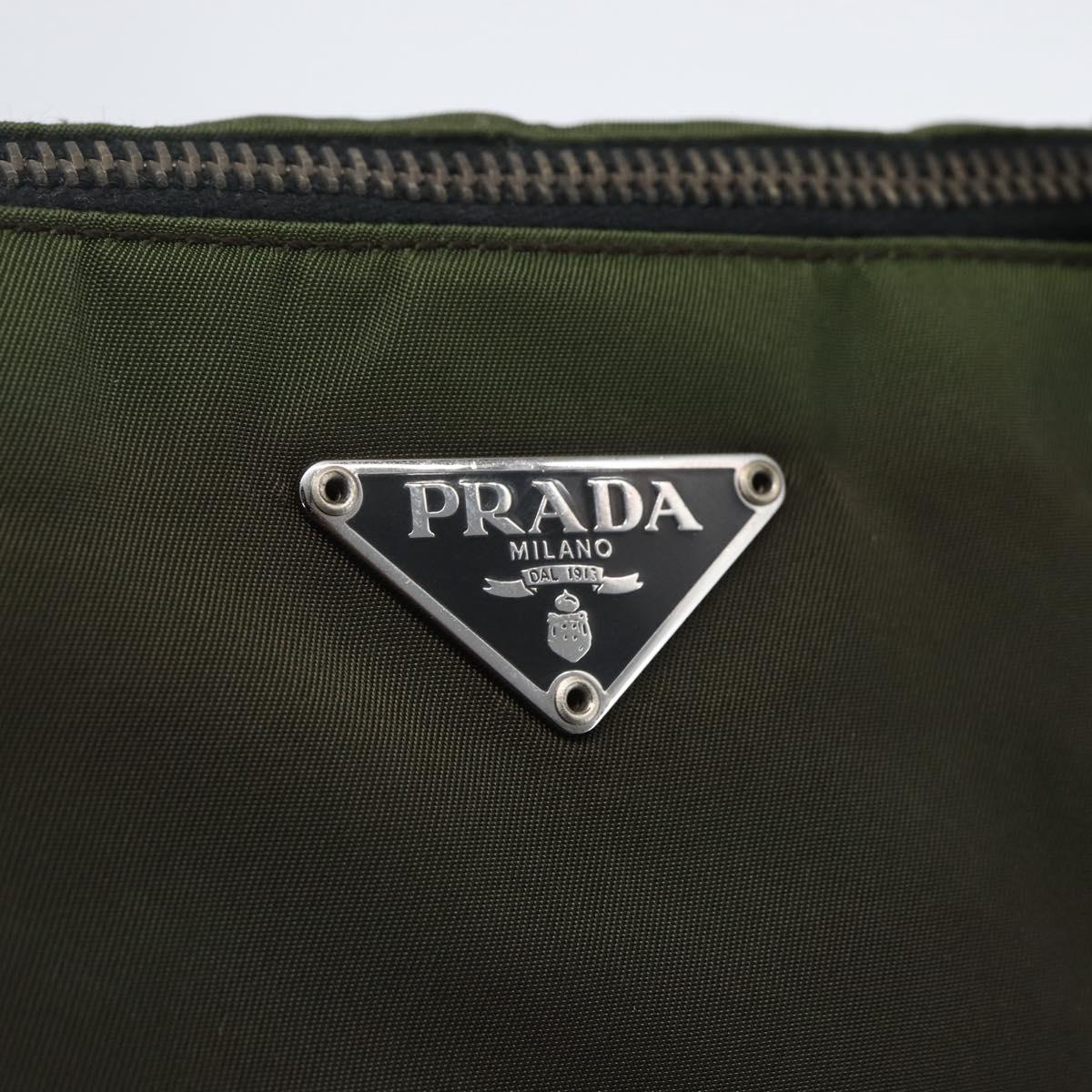 PRADA Tote Bag Nylon Green Silver Auth 155497