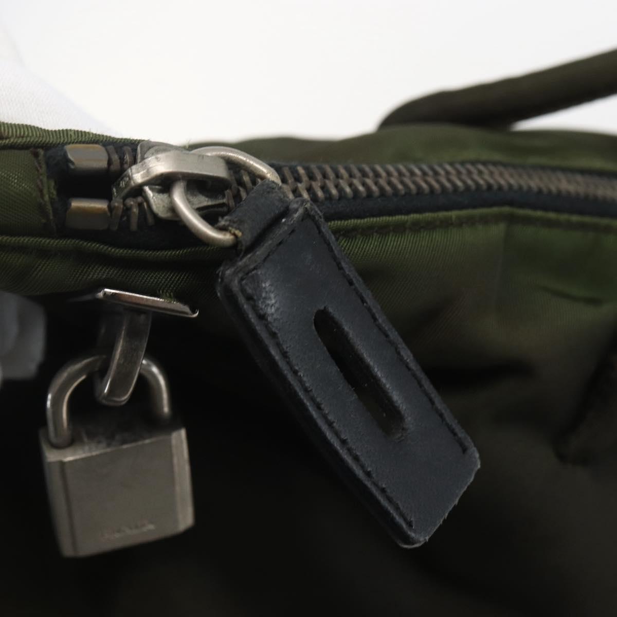 PRADA Tote Bag Nylon Green Silver Auth 155497