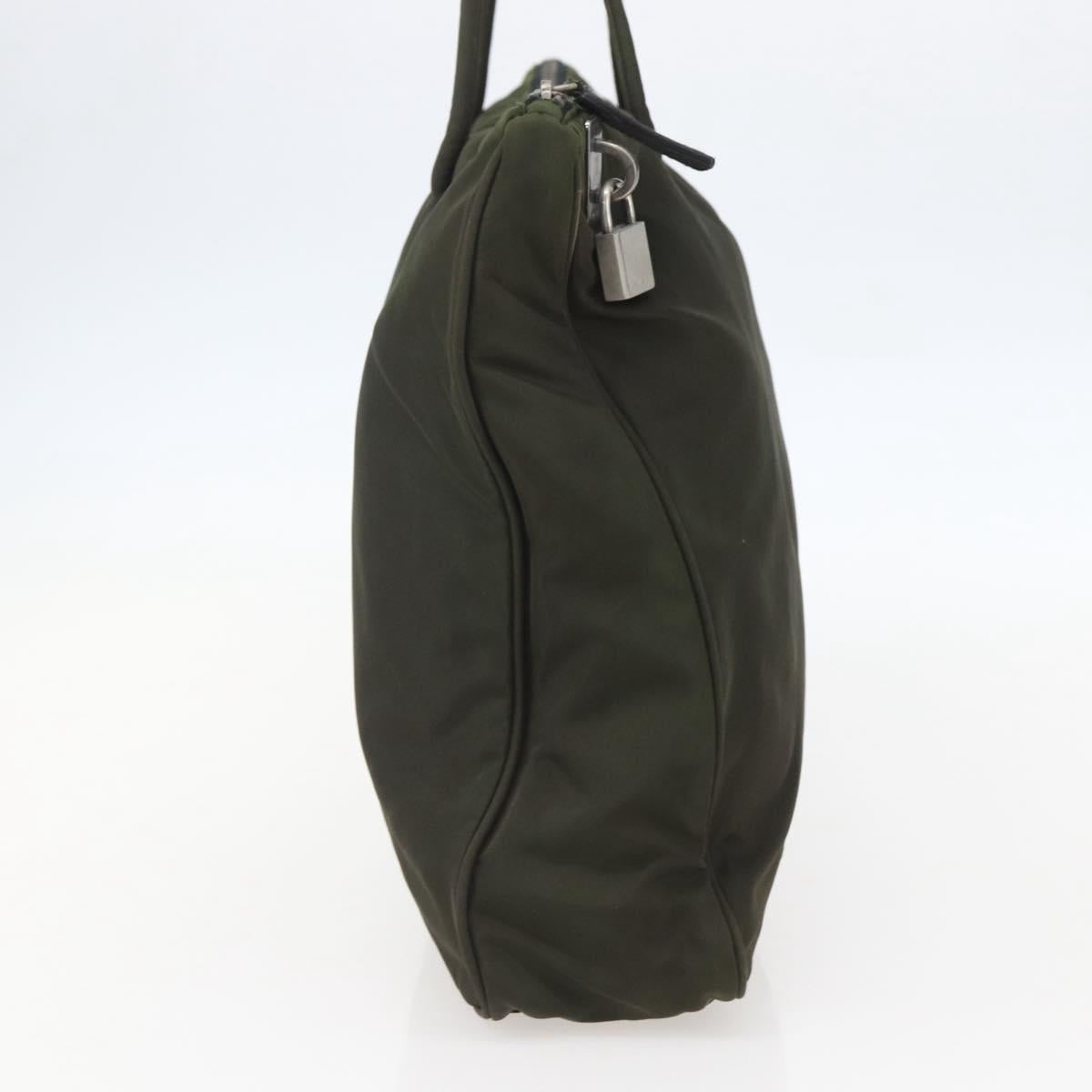 PRADA Tote Bag Nylon Green Silver Auth 155497