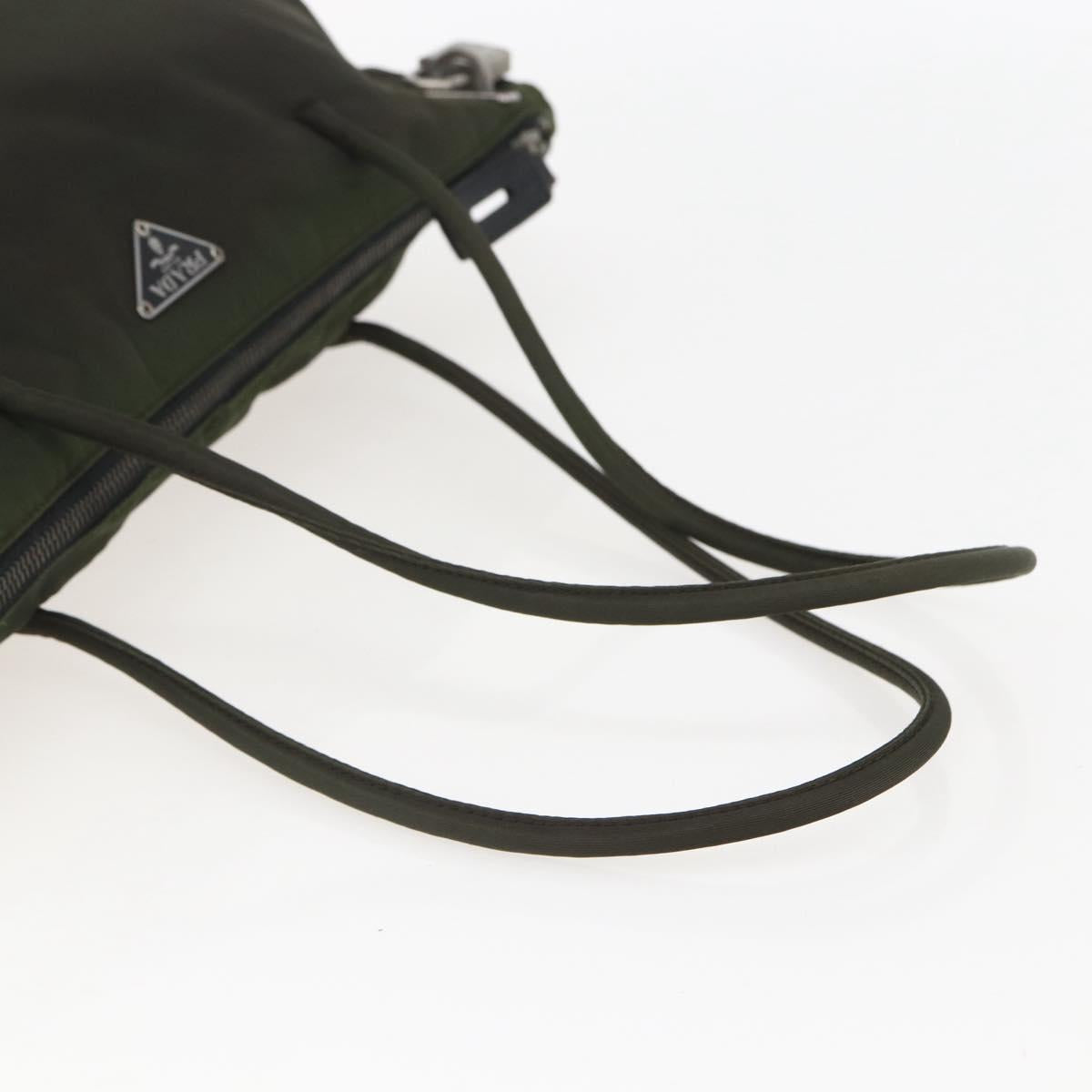 PRADA Tote Bag Nylon Green Silver Auth 155497