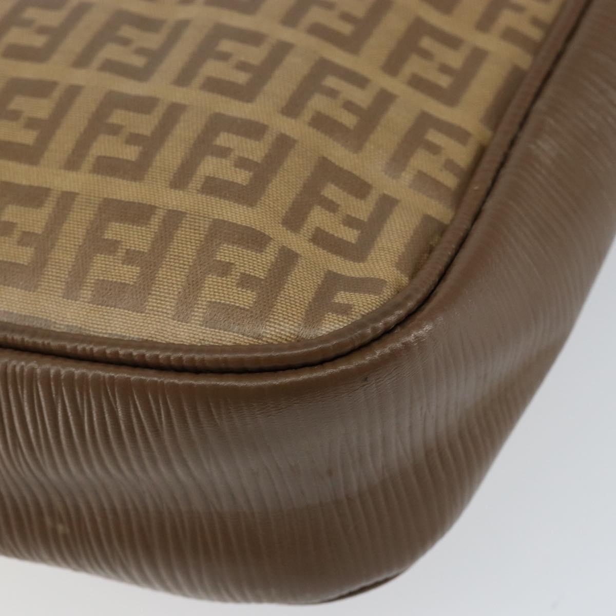 FENDI Zucchino Canvas Shoulder Bag Coated Canvas Beige Auth 155500