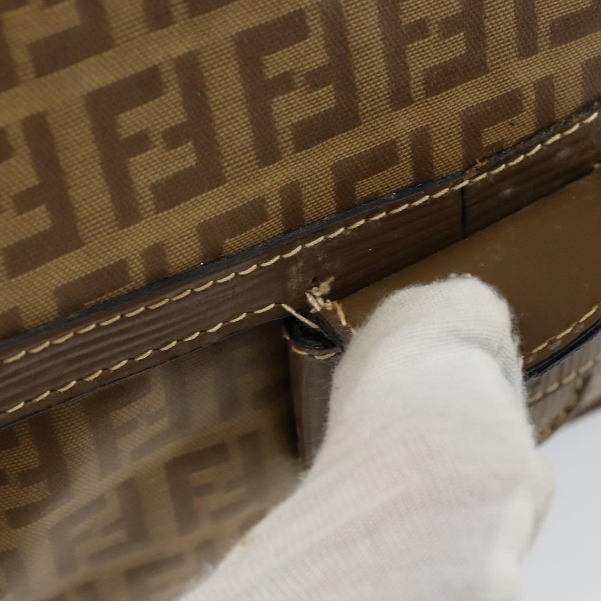 FENDI Zucchino Canvas Shoulder Bag Coated Canvas Beige Auth 155500