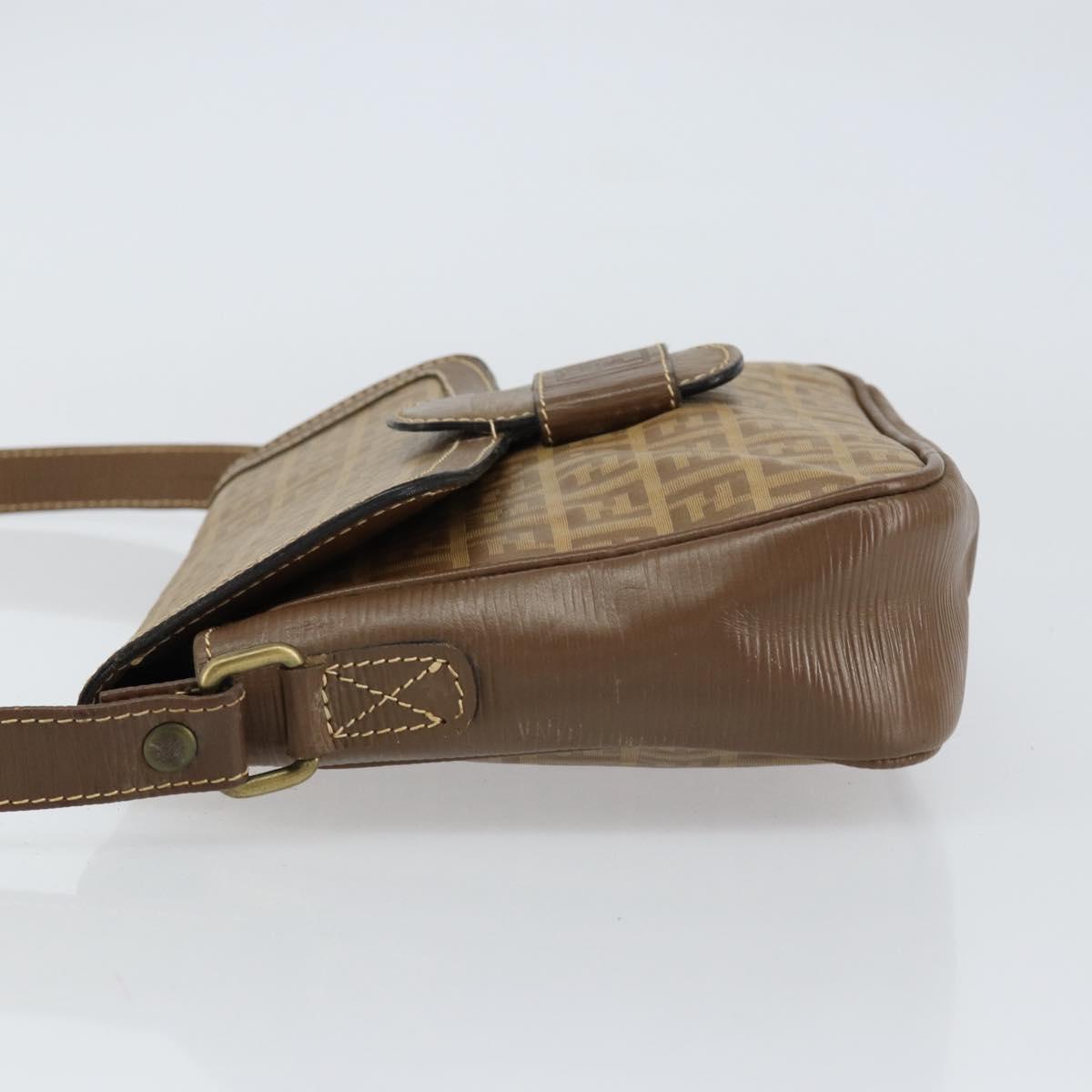 FENDI Zucchino Canvas Shoulder Bag Coated Canvas Beige Auth 155500