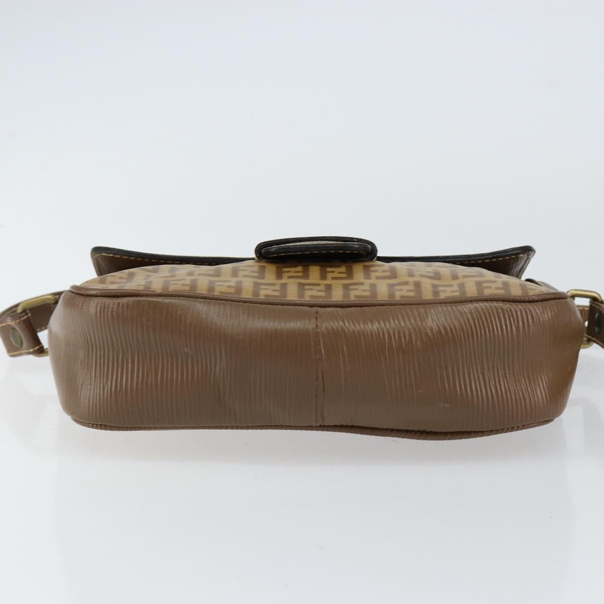 FENDI Zucchino Canvas Shoulder Bag Coated Canvas Beige Auth 155500