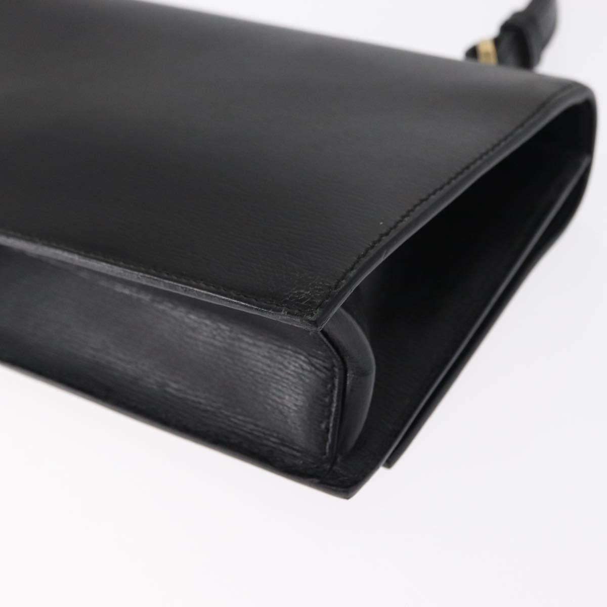 GUCCI Shoulder Bag Leather Black Gold 001 4045 Auth 155502