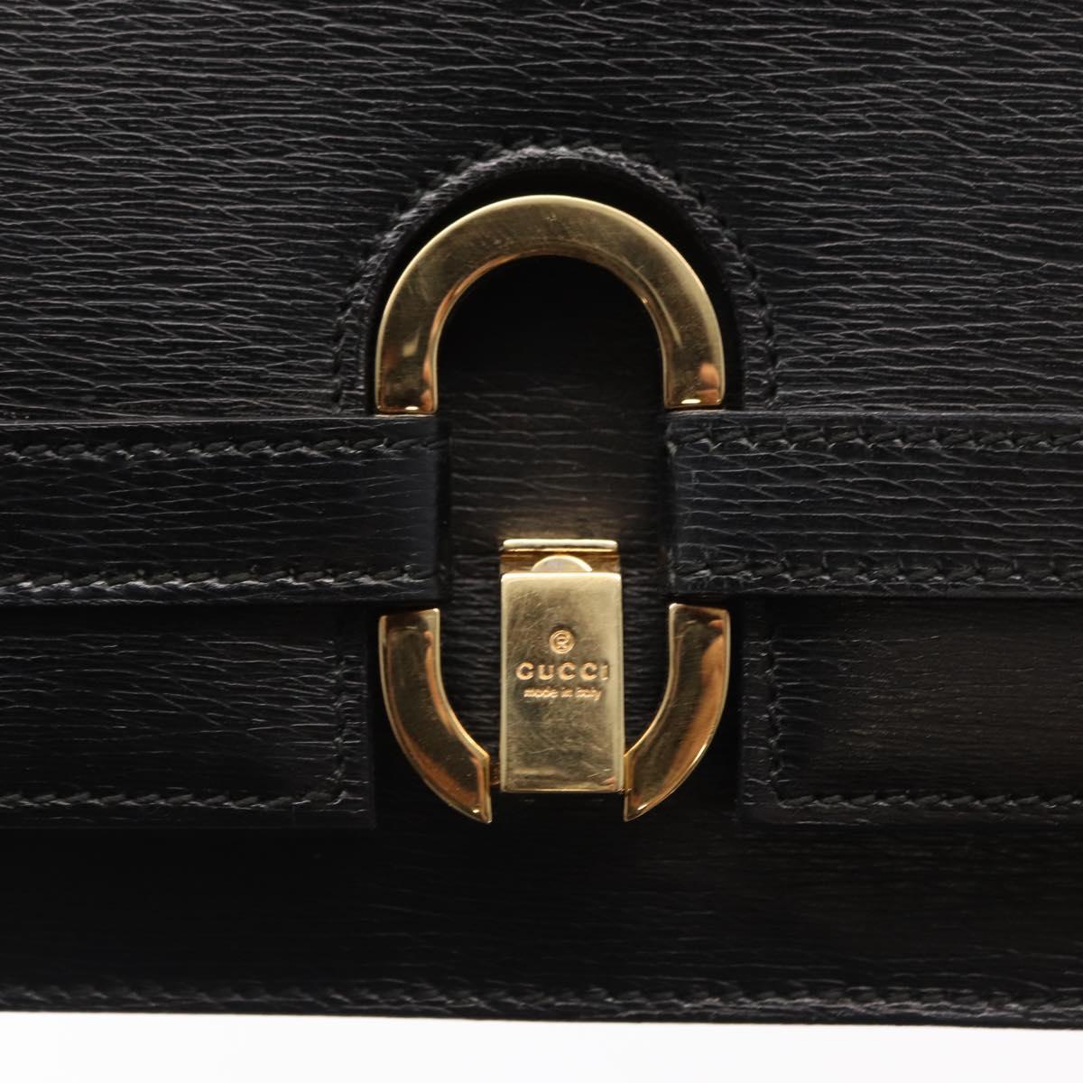 GUCCI Shoulder Bag Leather Black Gold 001 4045 Auth 155502