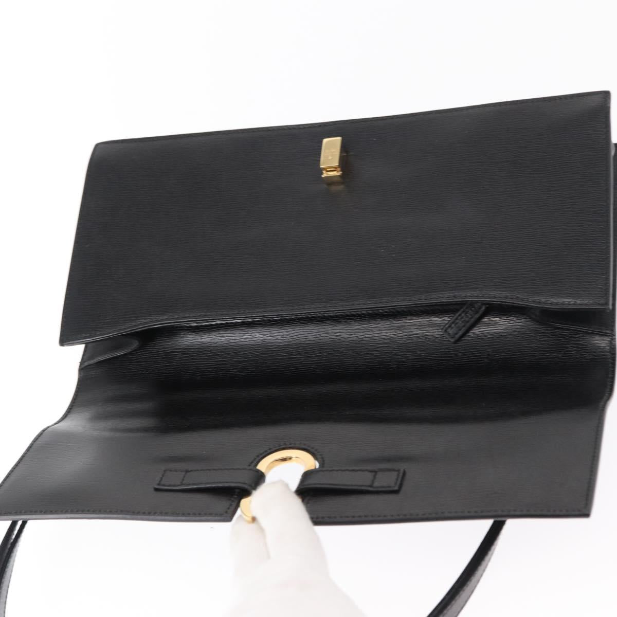 GUCCI Shoulder Bag Leather Black Gold 001 4045 Auth 155502