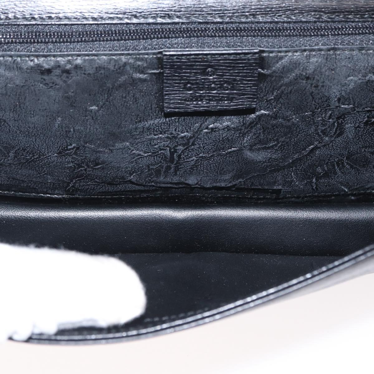 GUCCI Shoulder Bag Leather Black Gold 001 4045 Auth 155502