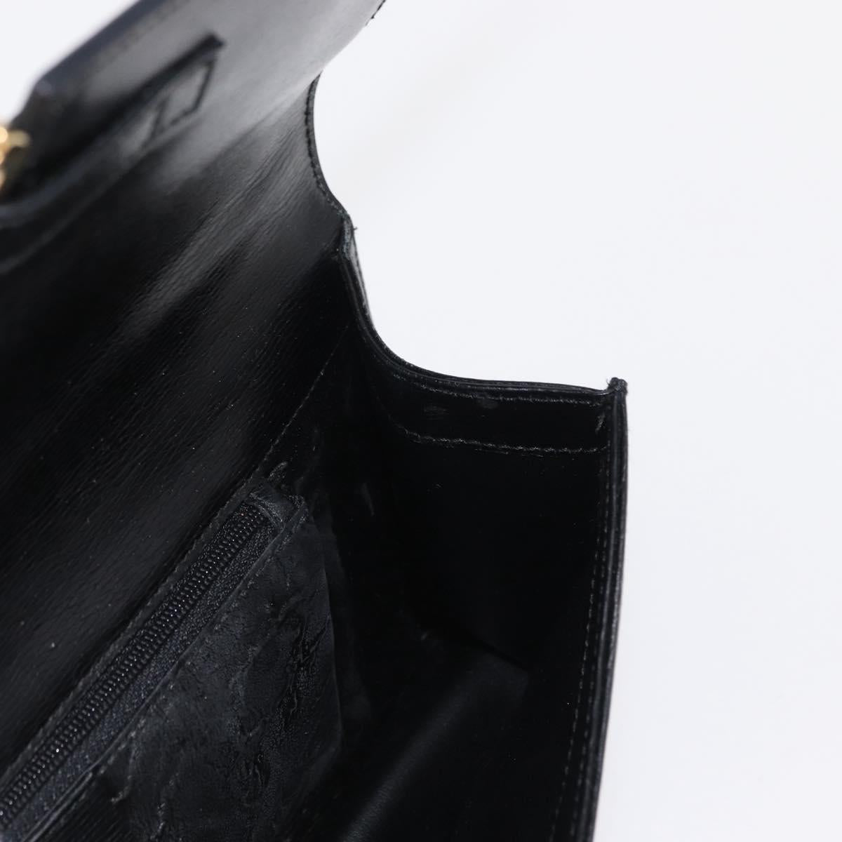 GUCCI Shoulder Bag Leather Black Gold 001 4045 Auth 155502