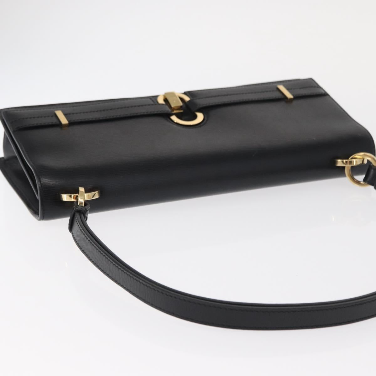GUCCI Shoulder Bag Leather Black Gold 001 4045 Auth 155502