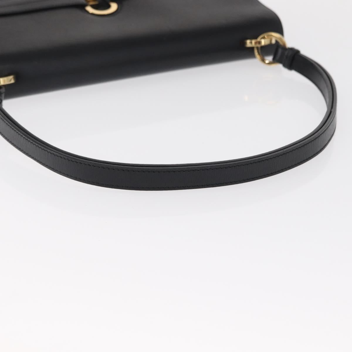 GUCCI Shoulder Bag Leather Black Gold 001 4045 Auth 155502