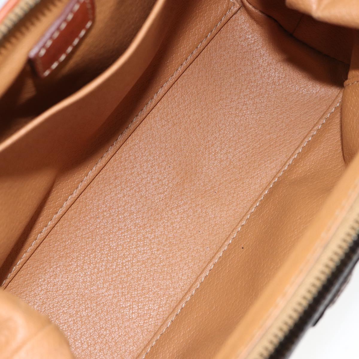 CELINE Macadam Canvas Pouch PVC Leather Brown Gold Auth 155503