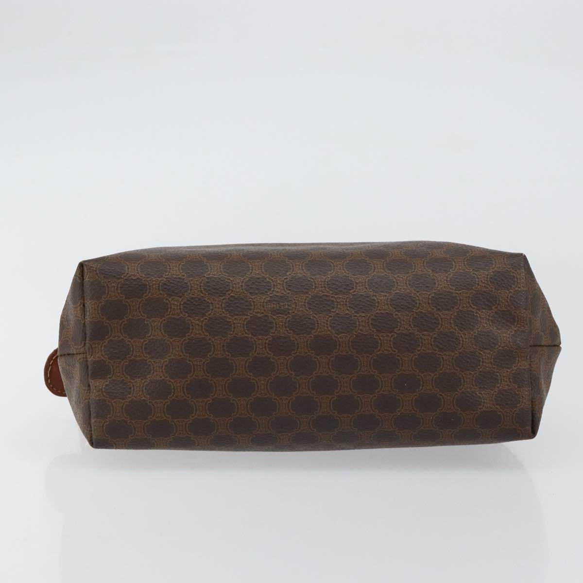 CELINE Macadam Canvas Pouch PVC Leather Brown Gold Auth 155503