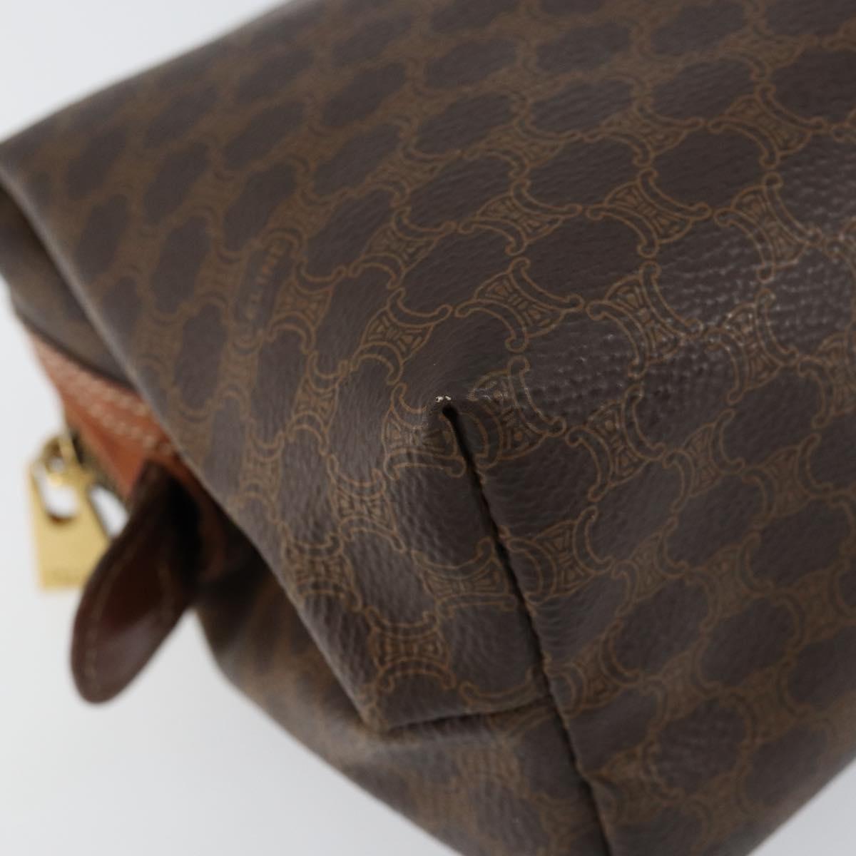 CELINE Macadam Canvas Pouch PVC Leather Brown Gold Auth 155503