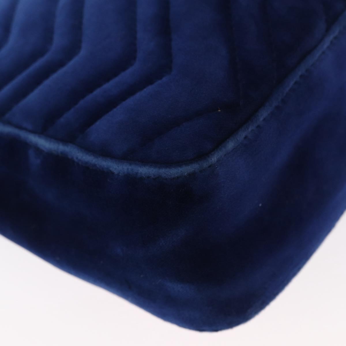 GUCCI Chain MODERN GG Marmont Shoulder Bag Velor Blue Gold 443496 Auth 155504