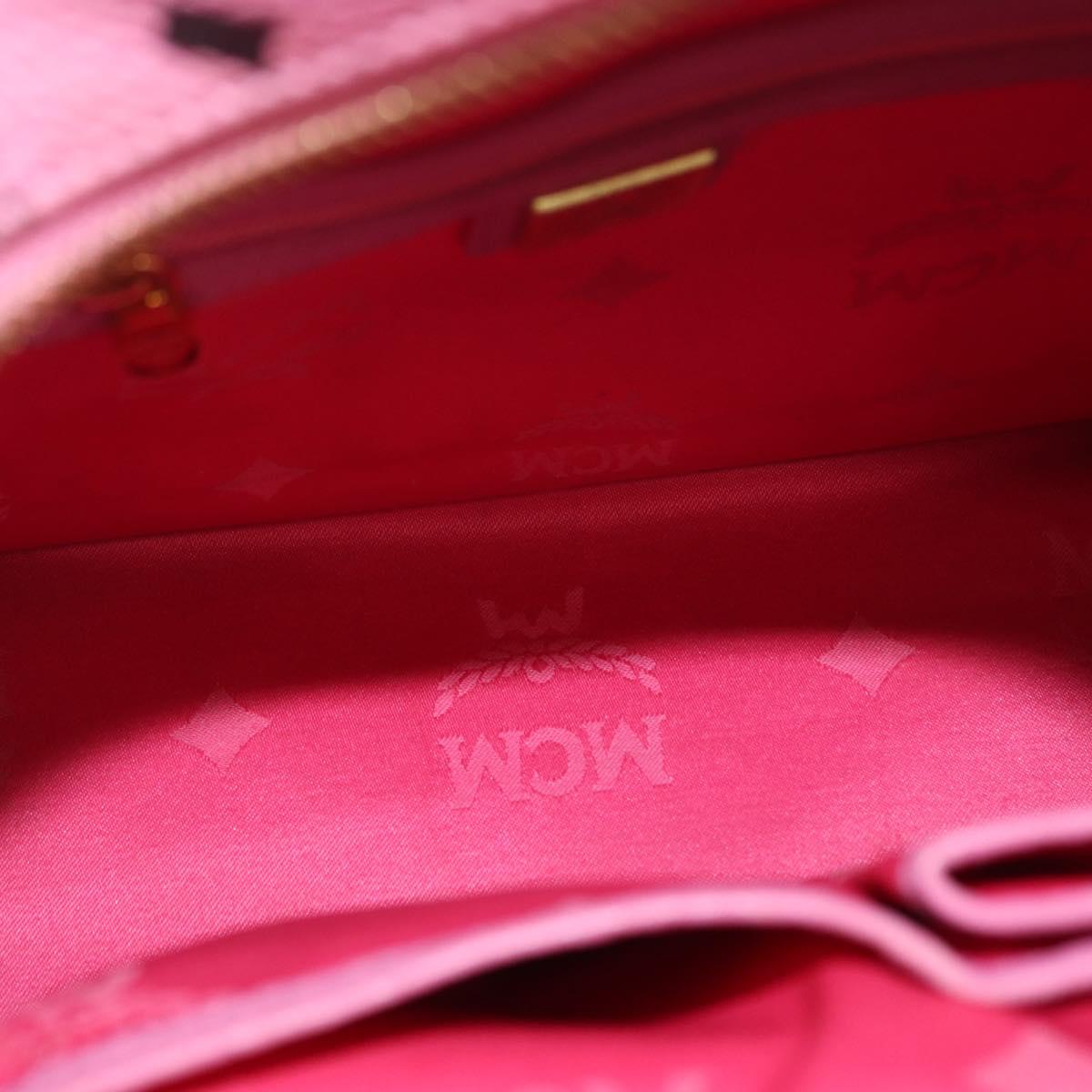 MCM Vicetos Logogram 360 Backpack PVC Leather Pink Gold Silver Auth 155541