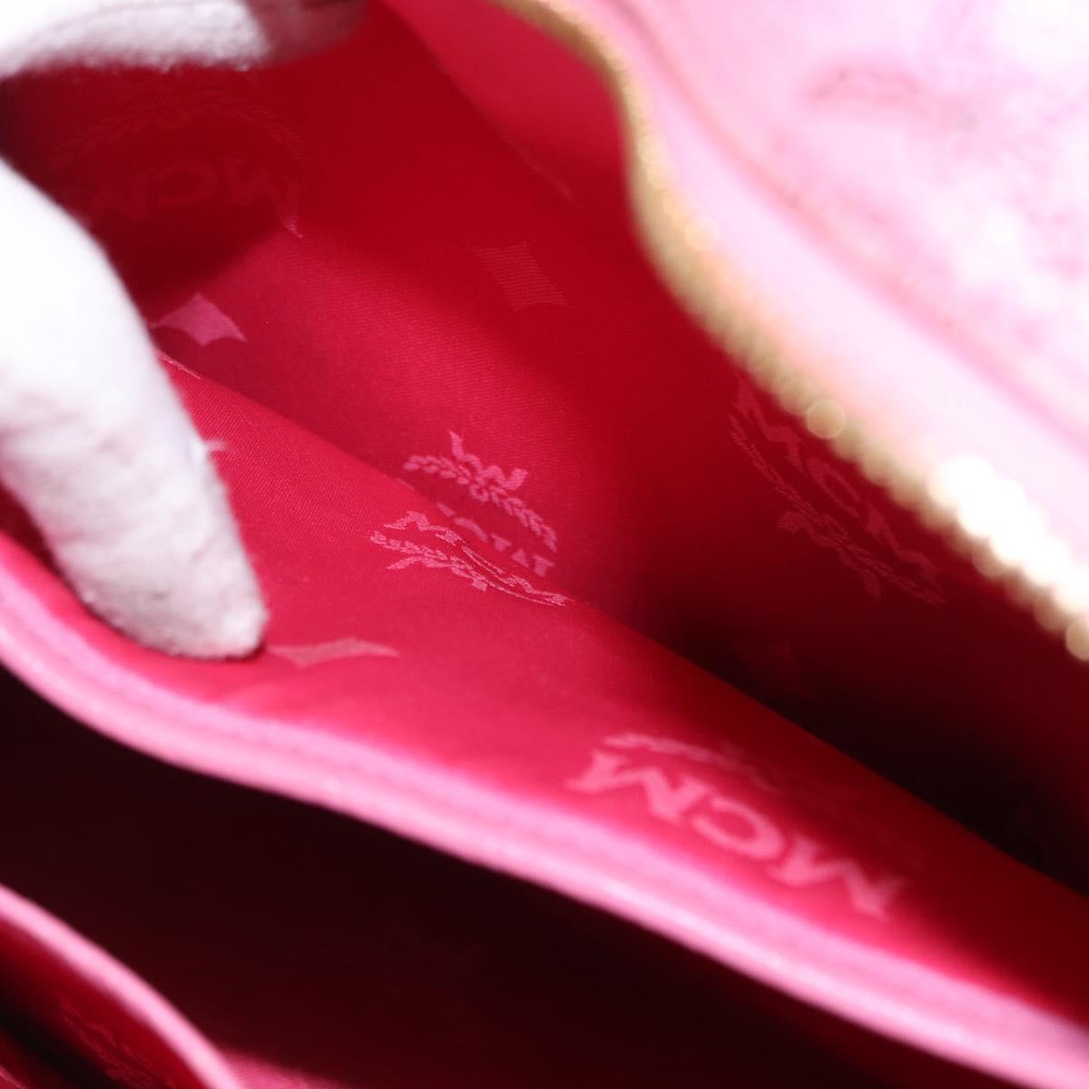 MCM Vicetos Logogram 360 Backpack PVC Leather Pink Gold Silver Auth 155541