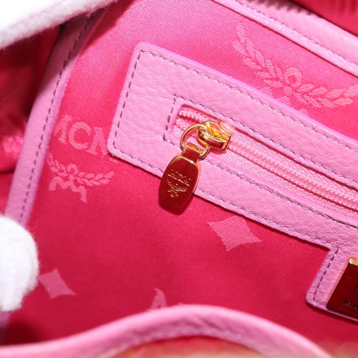 MCM Vicetos Logogram 360 Backpack PVC Leather Pink Gold Silver Auth 155541