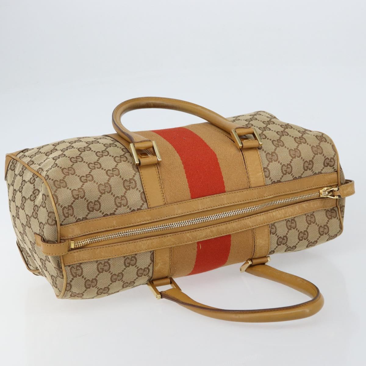 GUCCI GG Canvas Sherry Line Hand Bag Beige Gold 000 0846 Auth 155543