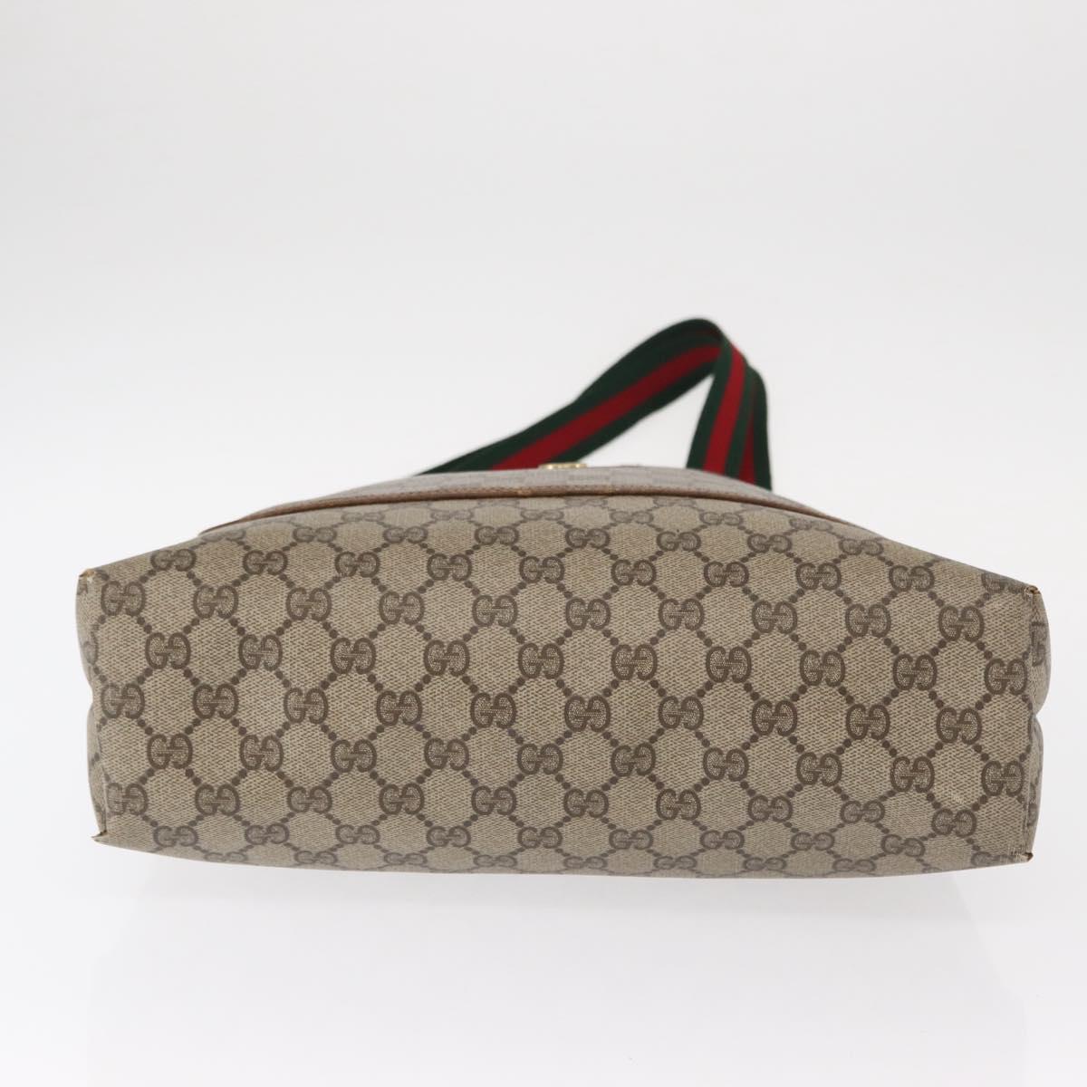 GUCCI GG Supreme Web Sherry Line Tote Bag PVC Beige Gold 39 02 003 Auth 155545