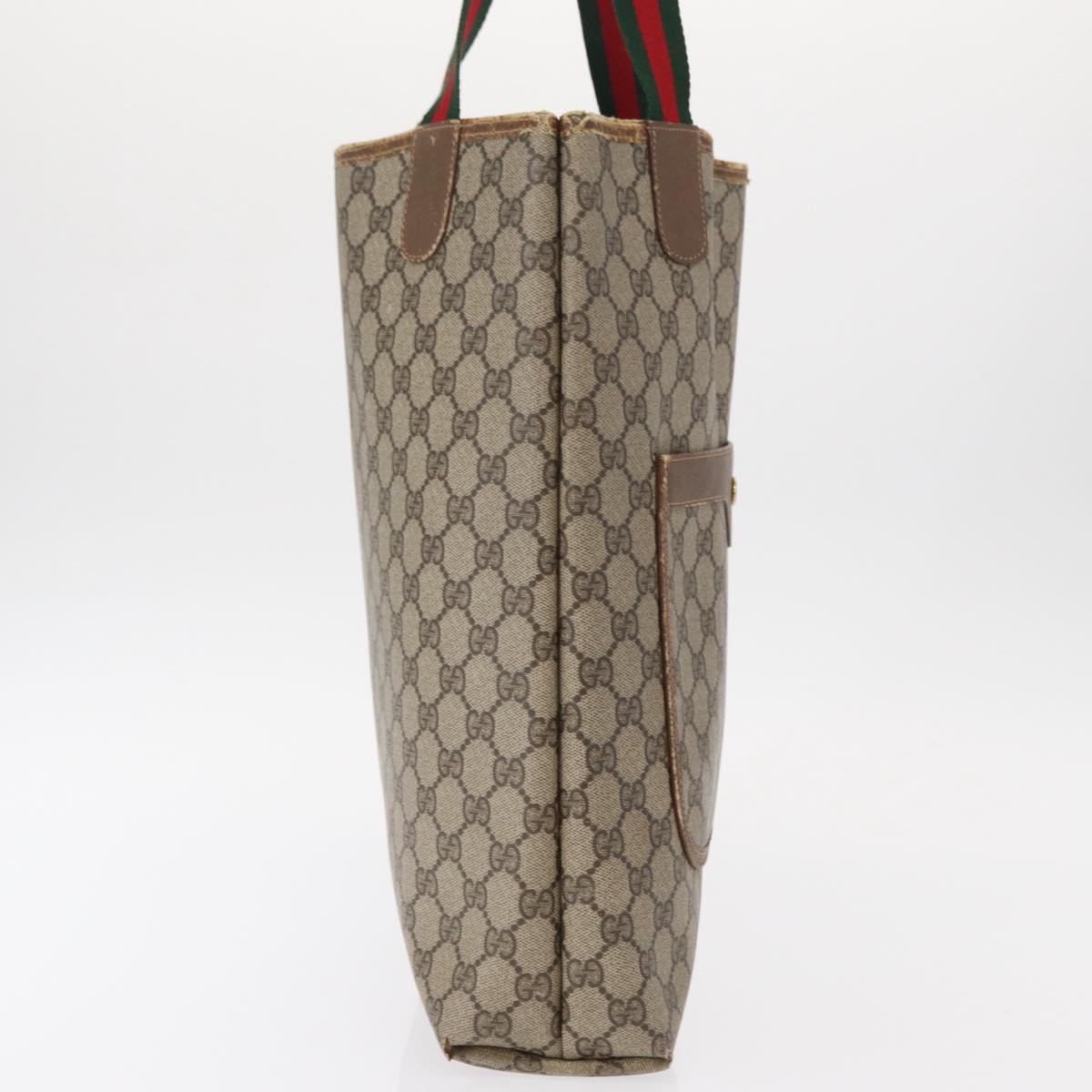 GUCCI GG Supreme Web Sherry Line Tote Bag PVC Beige Gold 39 02 003 Auth 155545