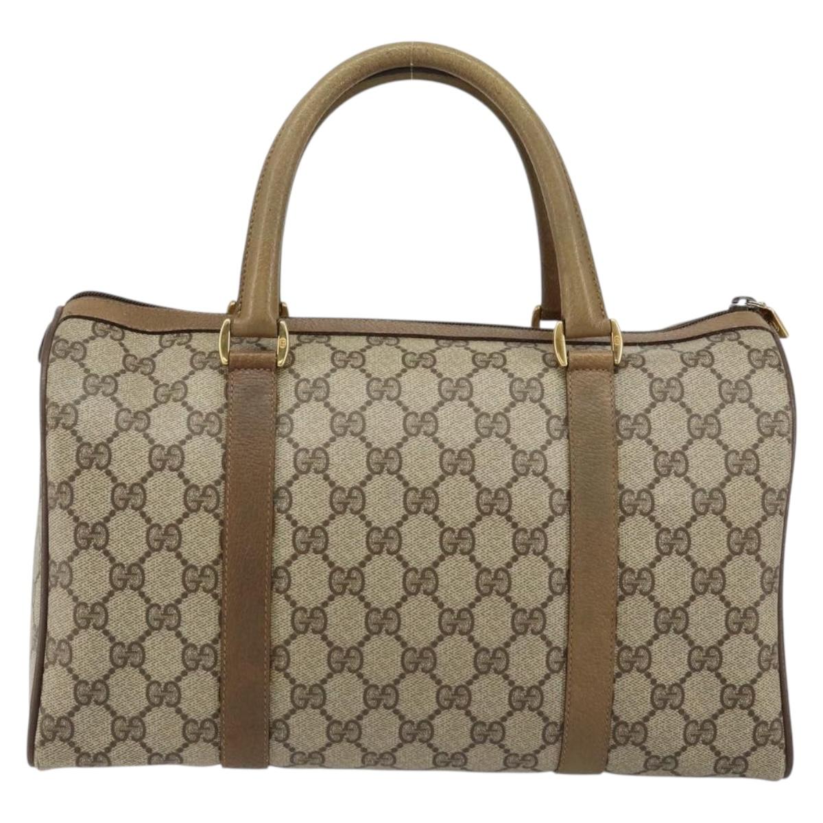 GUCCI GG Supreme Web Sherry Line Boston Bag PVC Beige 116 02 007 Auth 155547