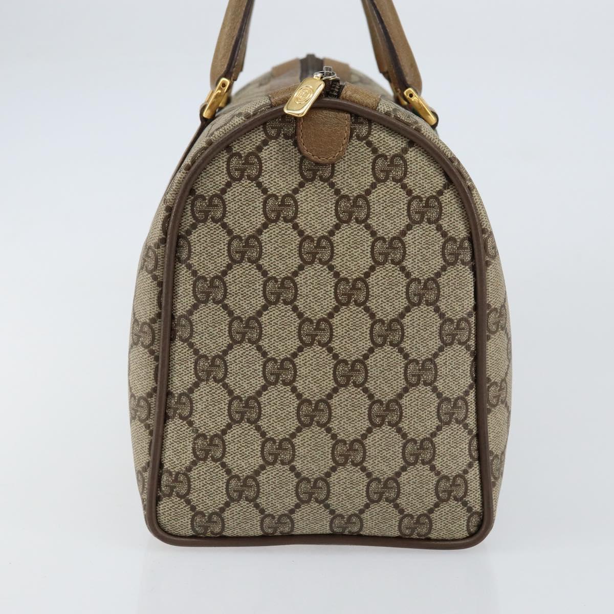 GUCCI GG Supreme Web Sherry Line Boston Bag PVC Beige 116 02 007 Auth 155547