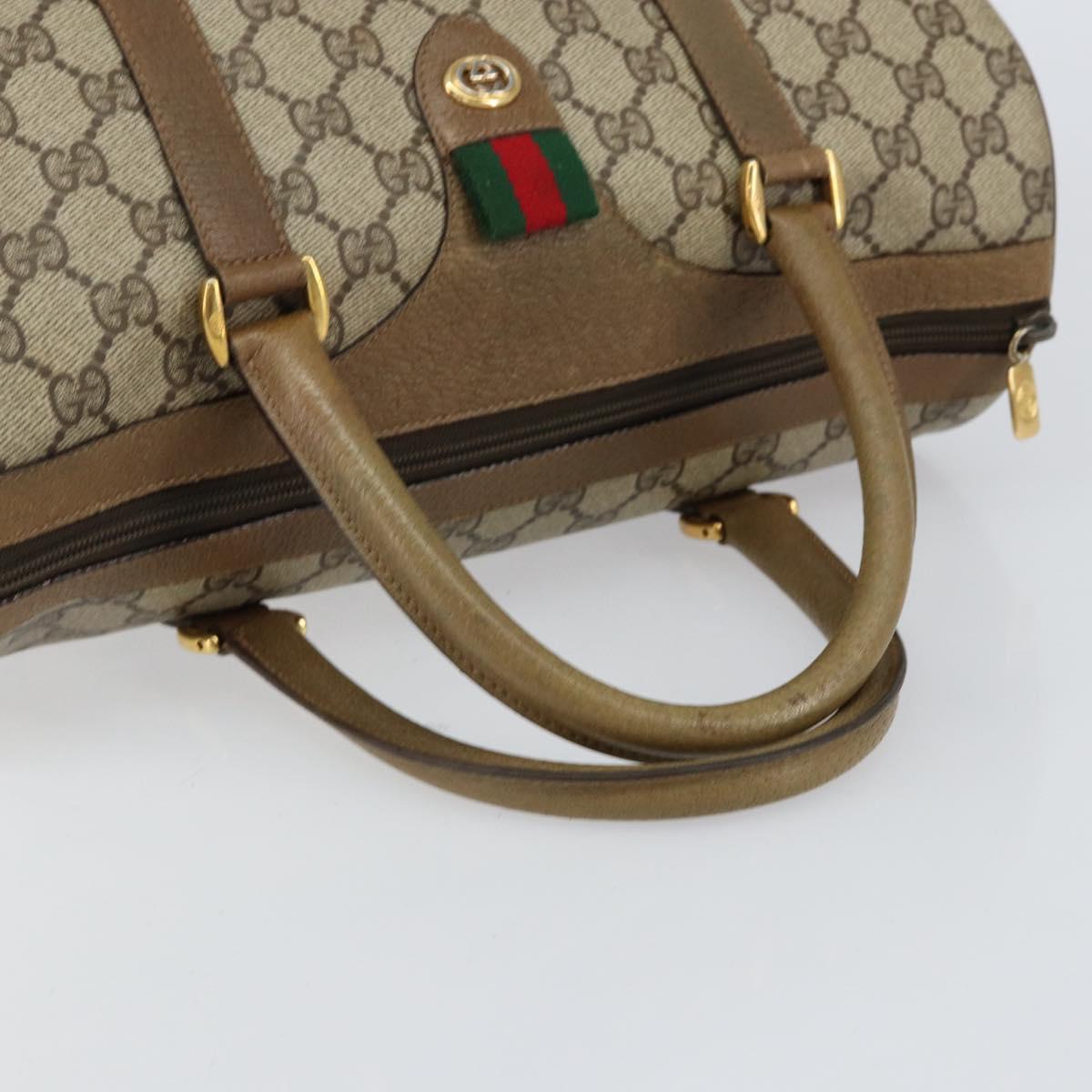 GUCCI GG Supreme Web Sherry Line Boston Bag PVC Beige 116 02 007 Auth 155547