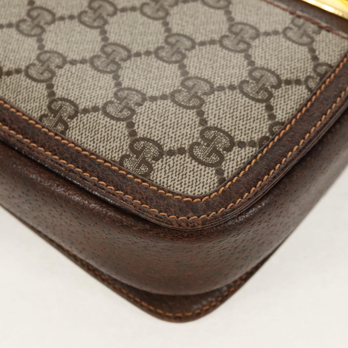 GUCCI GG Supreme Web Sherry Line Shoulder Bag PVC Beige Gold Auth 155549V