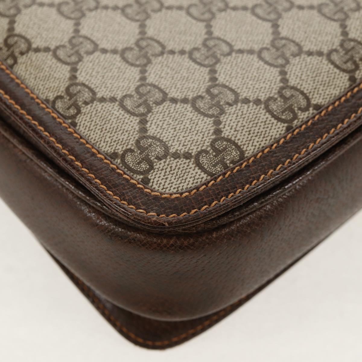 GUCCI GG Supreme Web Sherry Line Shoulder Bag PVC Beige Gold Auth 155549V