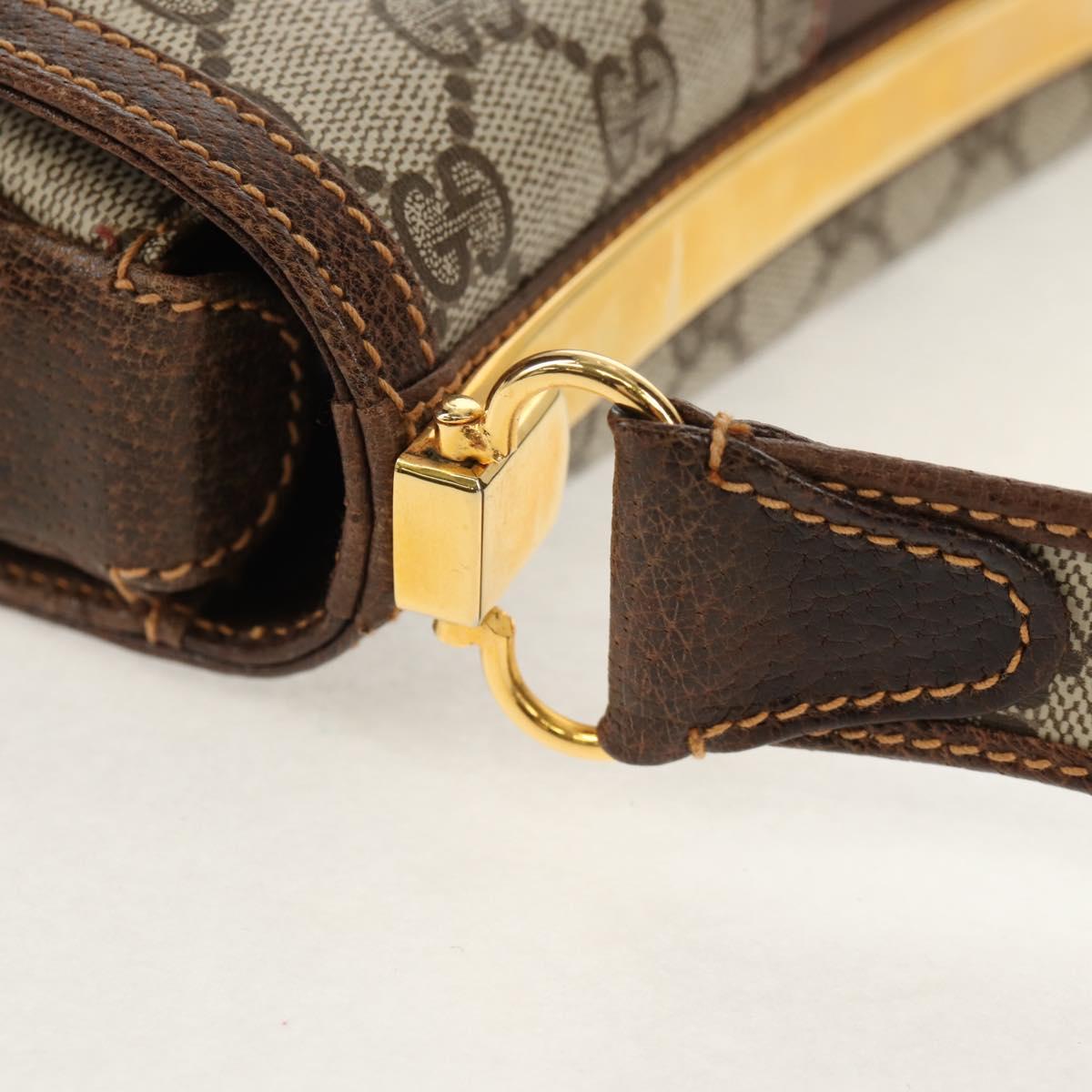 GUCCI GG Supreme Web Sherry Line Shoulder Bag PVC Beige Gold Auth 155549V