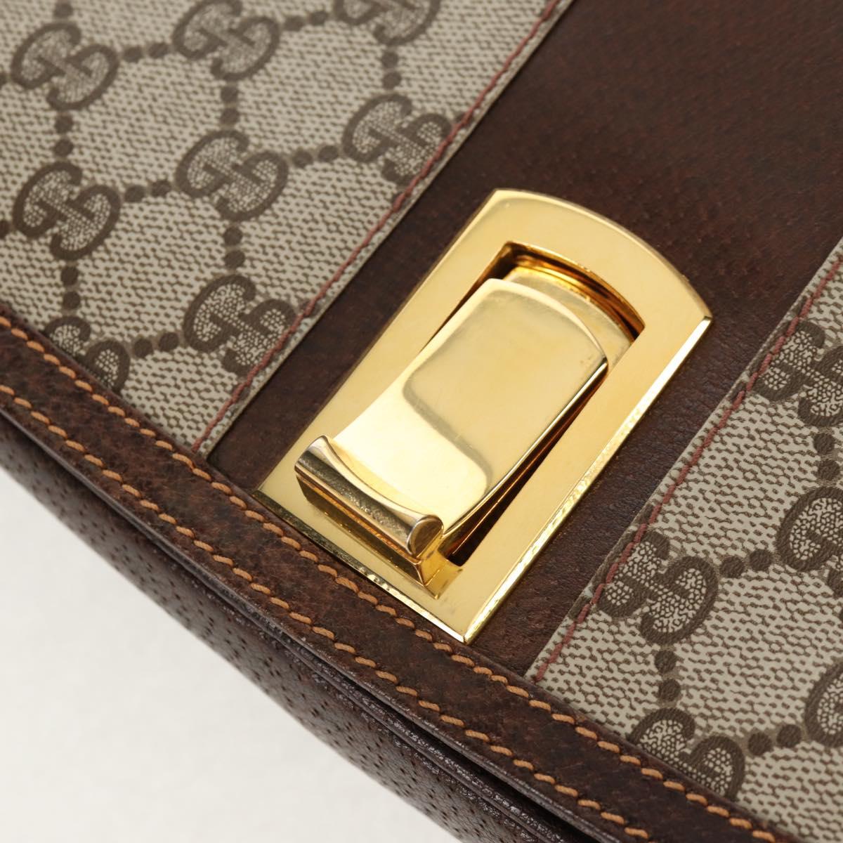 GUCCI GG Supreme Web Sherry Line Shoulder Bag PVC Beige Gold Auth 155549V