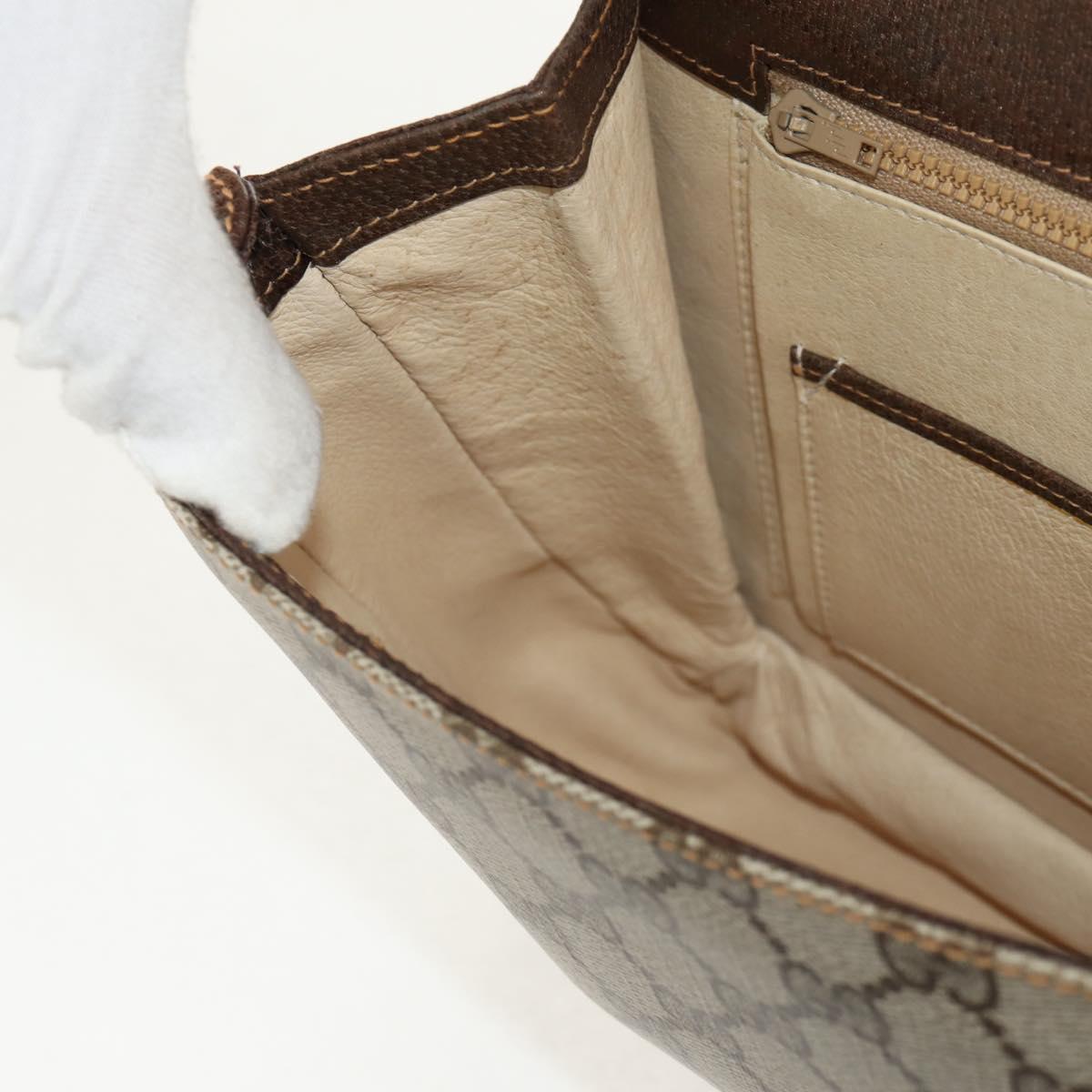 GUCCI GG Supreme Web Sherry Line Shoulder Bag PVC Beige Gold Auth 155549V