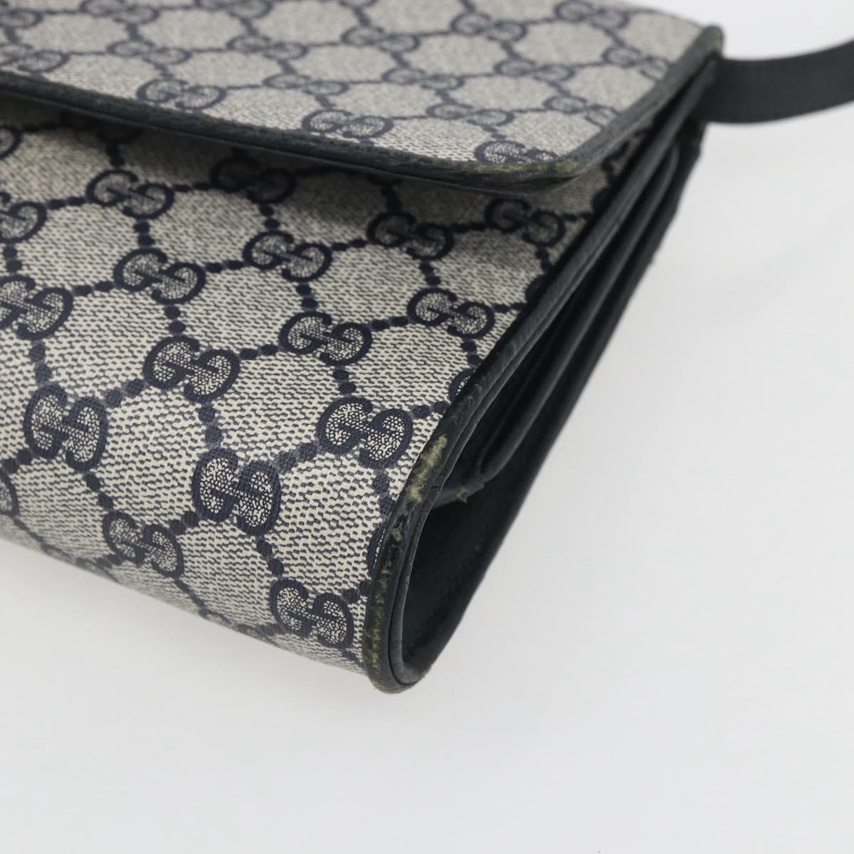 GUCCI GG Supreme Sherry Line Shoulder Bag PVC Red Navy Auth 155552