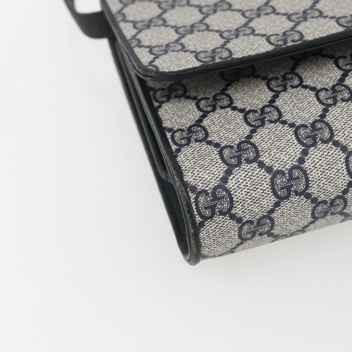 GUCCI GG Supreme Sherry Line Shoulder Bag PVC Red Navy Auth 155552