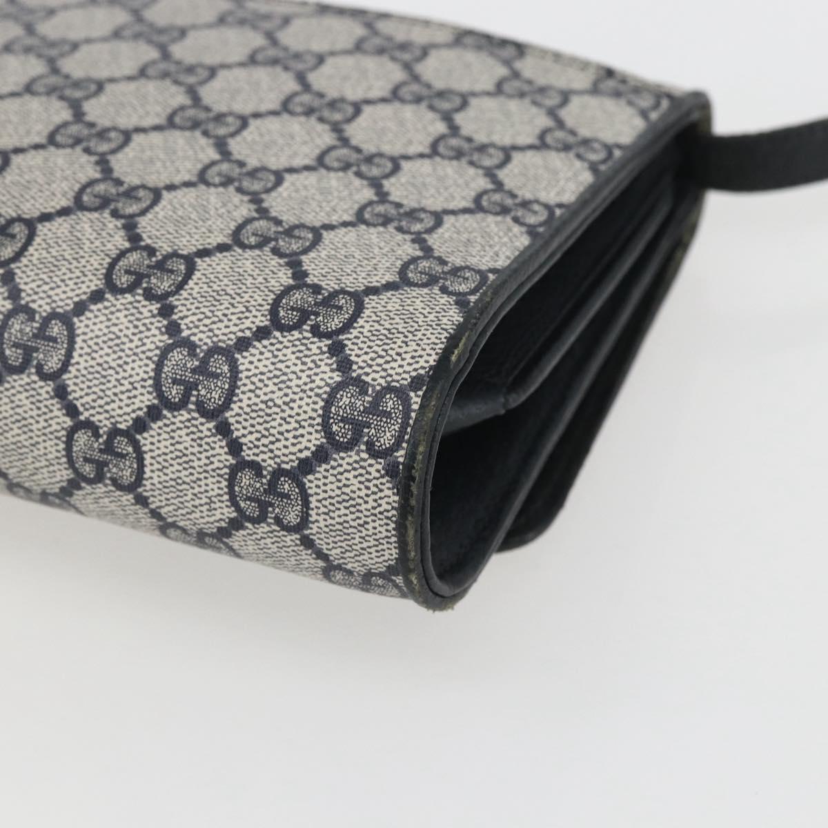 GUCCI GG Supreme Sherry Line Shoulder Bag PVC Red Navy Auth 155552