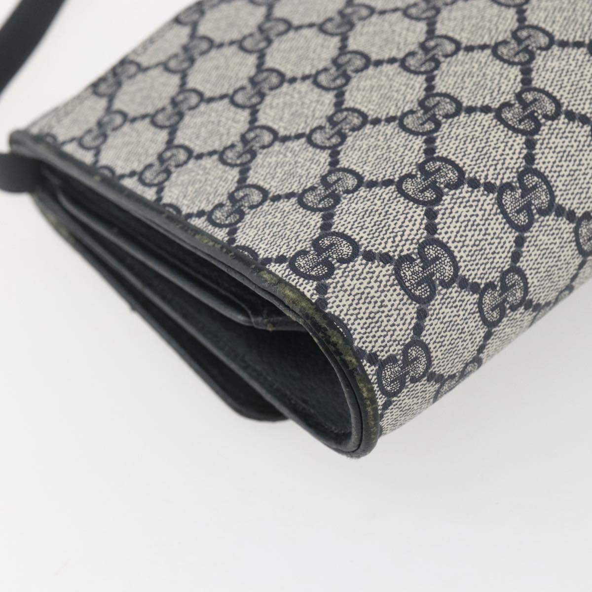 GUCCI GG Supreme Sherry Line Shoulder Bag PVC Red Navy Auth 155552