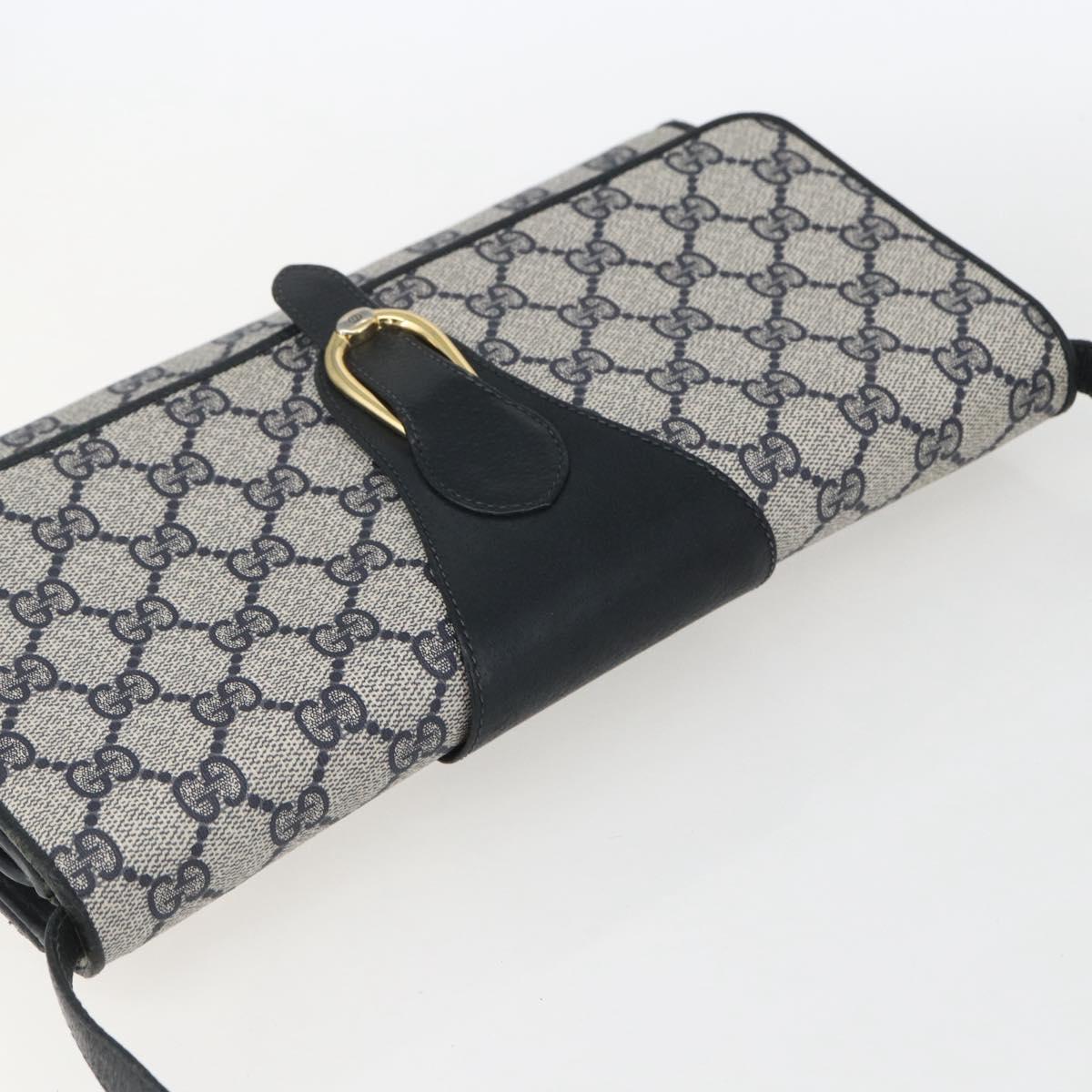 GUCCI GG Supreme Sherry Line Shoulder Bag PVC Red Navy Auth 155552