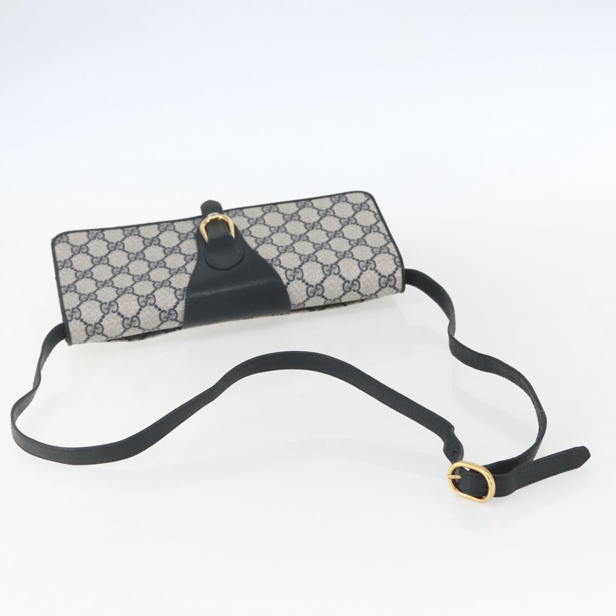 GUCCI GG Supreme Sherry Line Shoulder Bag PVC Red Navy Auth 155552